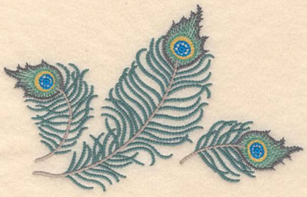 Picture of Peacock Feather Trio Machine Embroidery Design