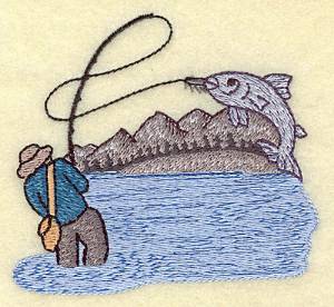 Picture of Man Fishing Machine Embroidery Design