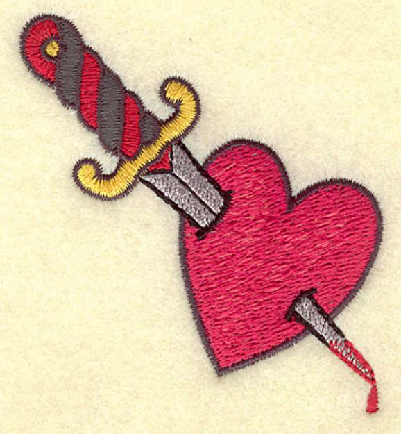 Picture of Dagger in Heart Machine Embroidery Design