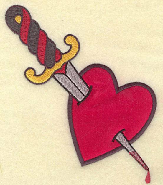 Picture of Dagger in Heart Applique Machine Embroidery Design