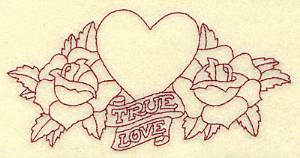 Picture of Heart & Roses Redwork Machine Embroidery Design