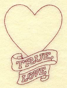 Picture of True Love Heart Redwork Machine Embroidery Design
