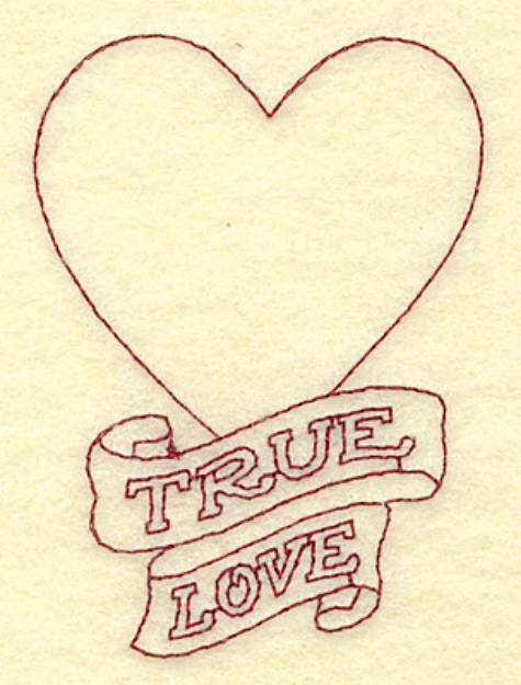 Picture of True Love Heart Redwork Machine Embroidery Design