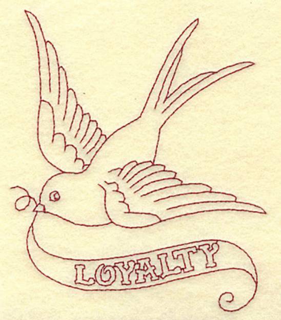 Picture of Loyalty Bird Redwork Machine Embroidery Design