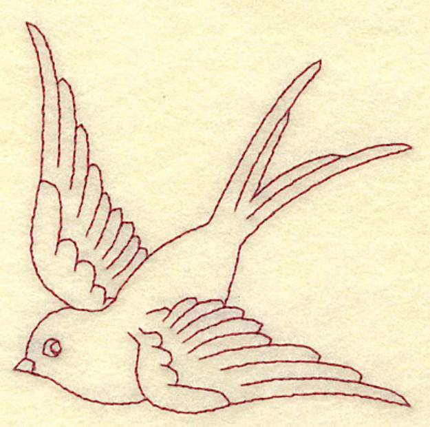 Picture of Bird Redwork Machine Embroidery Design