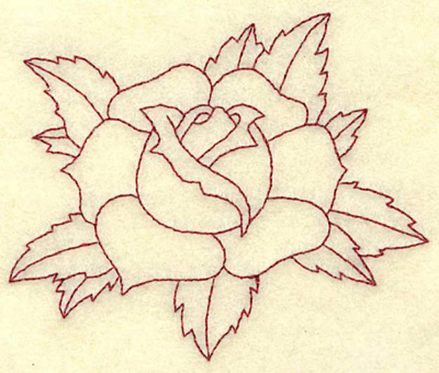 Picture of Rose Redwork Machine Embroidery Design