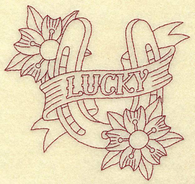 Picture of Lucky Horseshoe Redwork Machine Embroidery Design