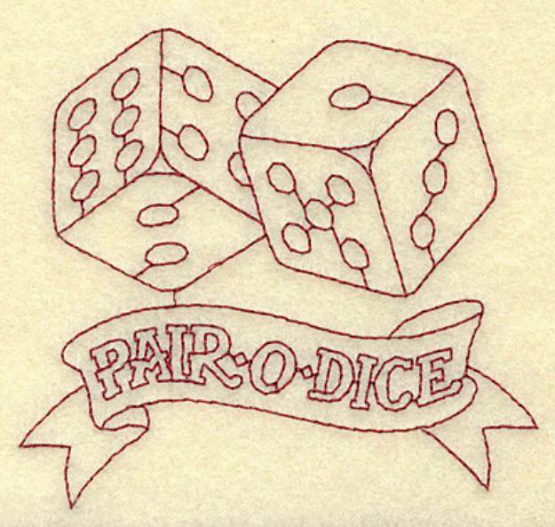 Picture of Pair O Dice Redwork Machine Embroidery Design