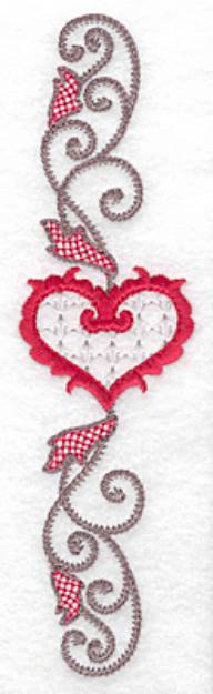 Picture of Floral Heart Vertical Machine Embroidery Design
