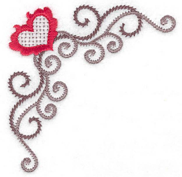 Picture of Floral Heart Corner Machine Embroidery Design