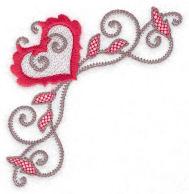 Picture of Floral Heart Corner Machine Embroidery Design