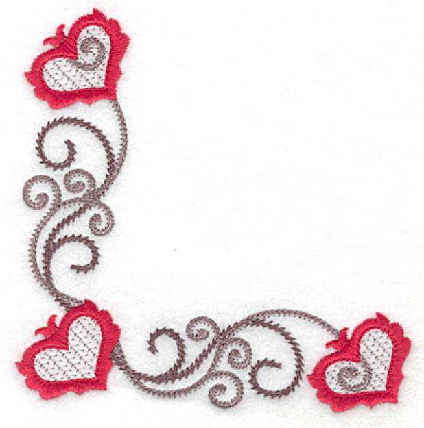 Picture of Floral Hearts Corner Machine Embroidery Design
