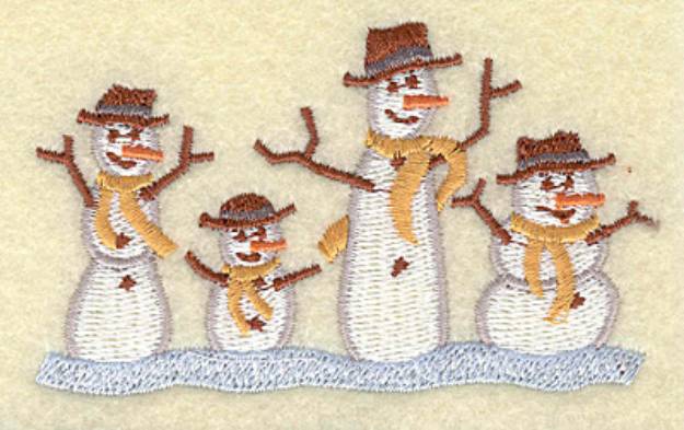 Picture of Snowmen In A Row Machine Embroidery Design