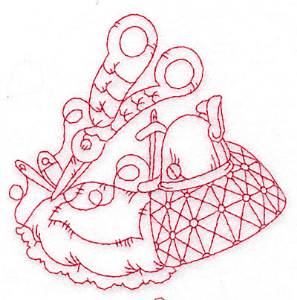 Picture of Quilted Pillow Redwork Machine Embroidery Design