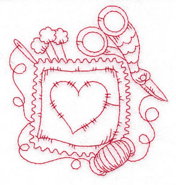 Picture of Heart Redwork Machine Embroidery Design