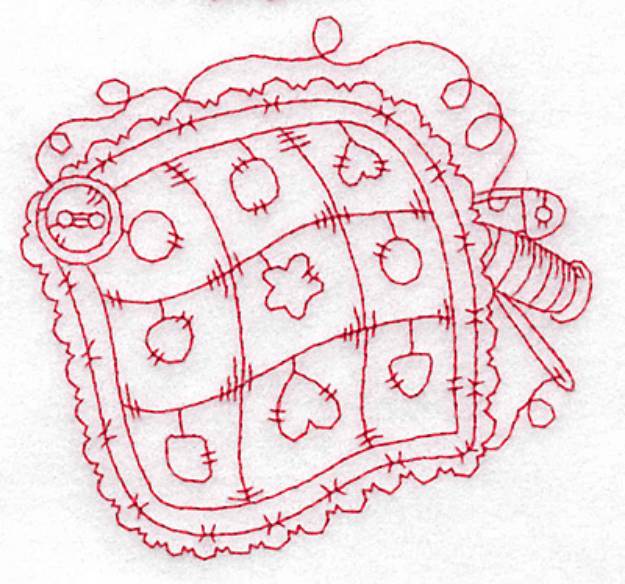Picture of Ruffled Pillow Redwork Machine Embroidery Design
