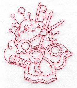Picture of Pin Cushion Redwork Machine Embroidery Design