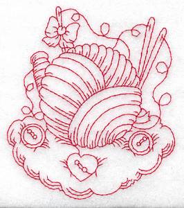 Picture of Ball Of Wool Redwork Machine Embroidery Design