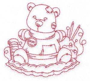 Picture of Teddy Bear Redwork Machine Embroidery Design