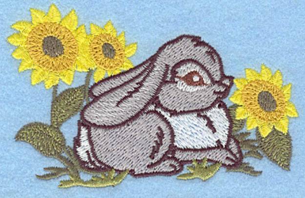 Picture of Bunny And Sunflowers Machine Embroidery Design