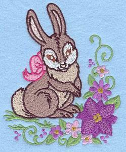 Picture of Bunny Bow & Flowers Machine Embroidery Design