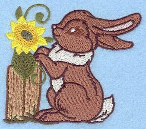 Picture of Bunny And Sunflower Machine Embroidery Design