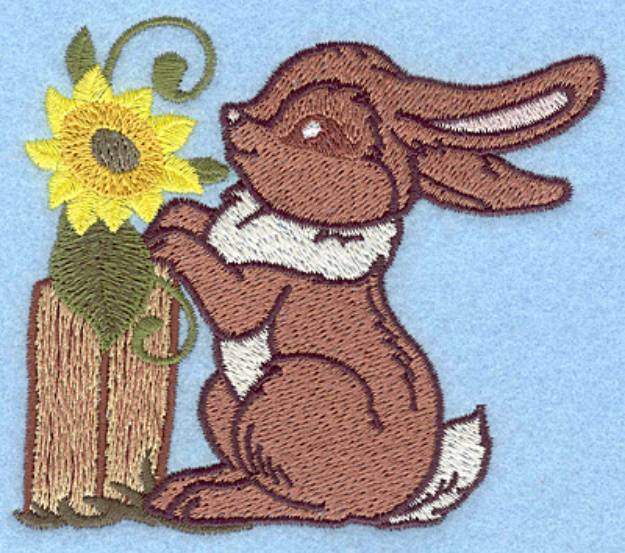 Picture of Bunny And Sunflower Machine Embroidery Design