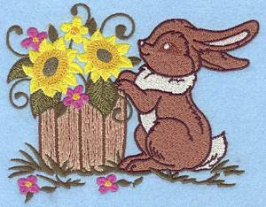 Picture of Bunny & Flower Barrel Machine Embroidery Design