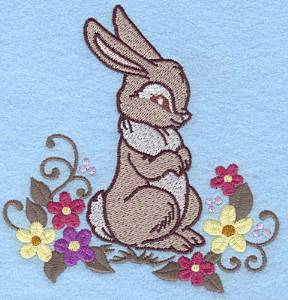 Picture of Bunny And Flowers Machine Embroidery Design
