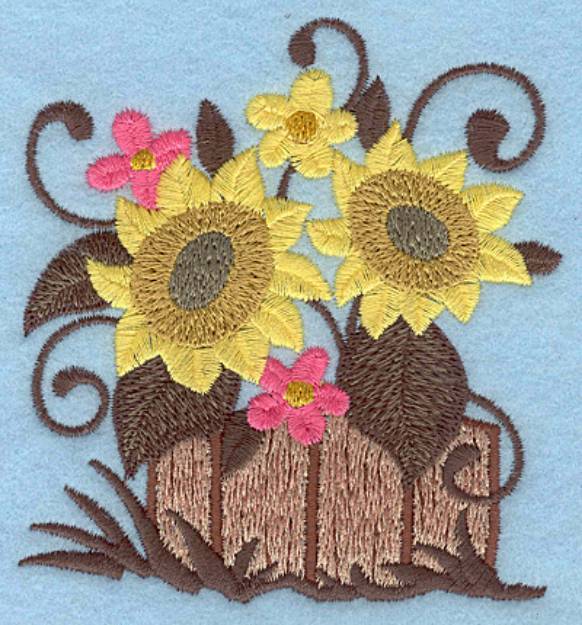 Picture of Barrel Of Flowers Machine Embroidery Design