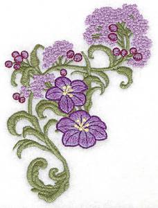Picture of Purple Blooms Corner Machine Embroidery Design