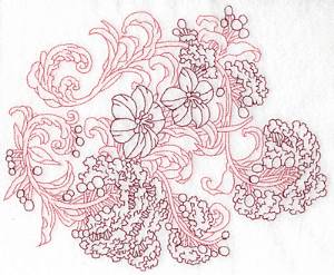 Picture of Turkey Redwork Blooms Machine Embroidery Design