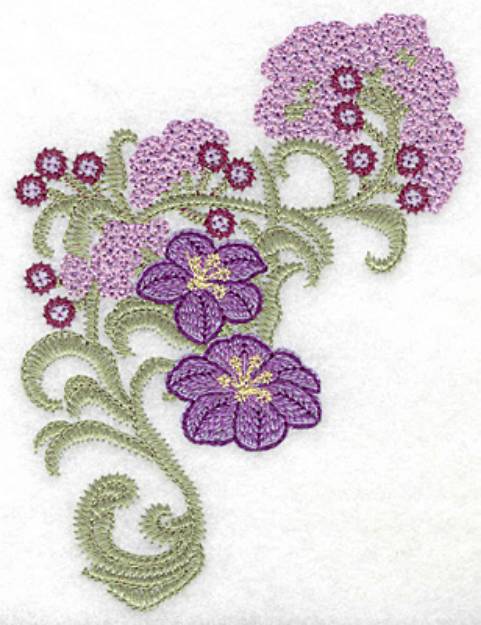Picture of Purple Blooms Corner Machine Embroidery Design