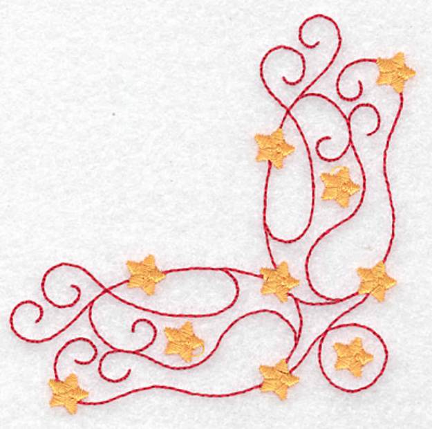 Picture of Swirls & Stars Corner Machine Embroidery Design