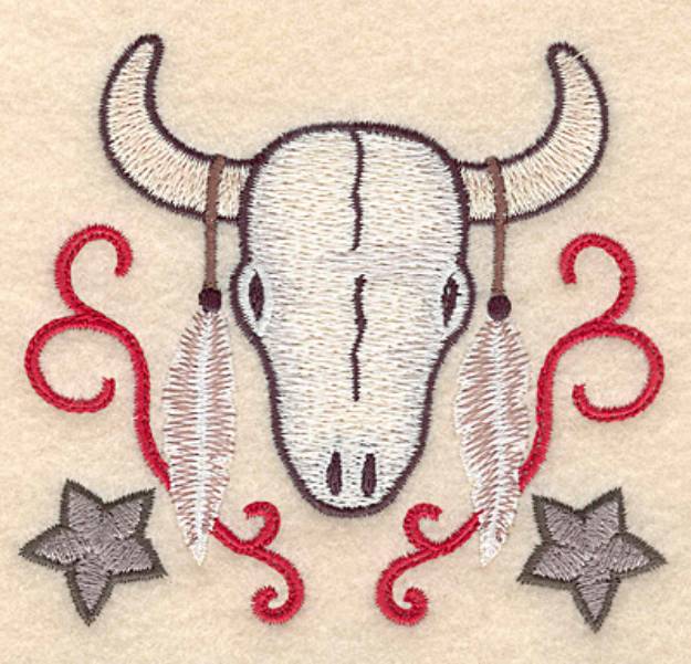 Picture of Longhorn Skull Machine Embroidery Design