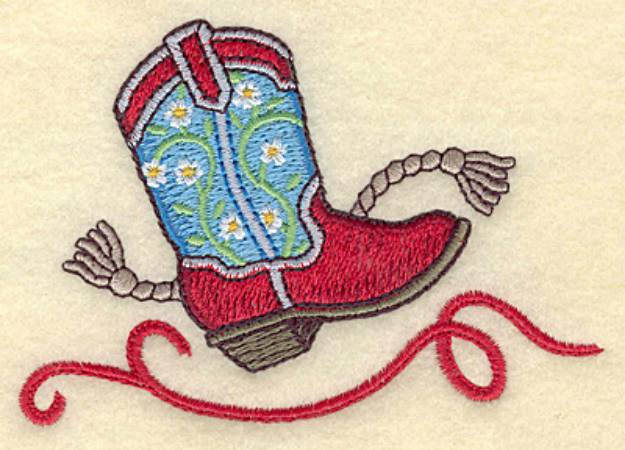 Picture of Cowboy Boot And Rope Machine Embroidery Design