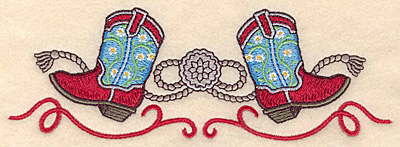 Cowboy Boots And Rope Machine Embroidery Design