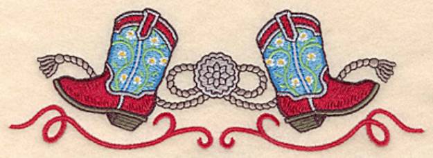 Picture of Cowboy Boots And Rope Machine Embroidery Design