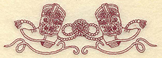 Picture of Redwork Cowboy Boots Machine Embroidery Design