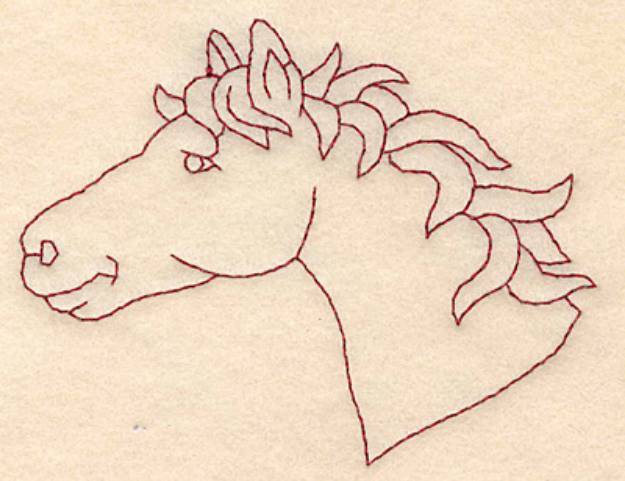 Picture of Redwork Horse Head Machine Embroidery Design