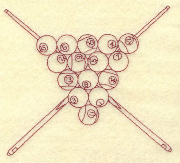 Picture of Pool Cues And Balls Machine Embroidery Design