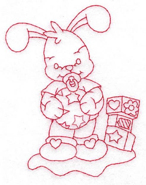 Picture of Bunny With Blocks Machine Embroidery Design