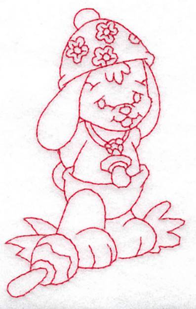 Picture of Bunny Wearing Hat Machine Embroidery Design
