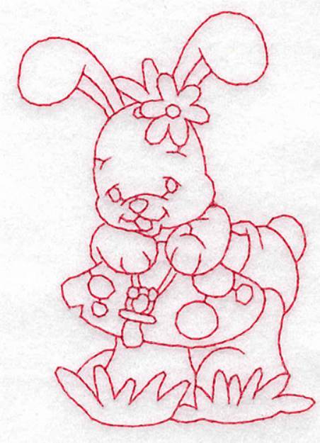 Picture of Bunny on a Toadstool Machine Embroidery Design