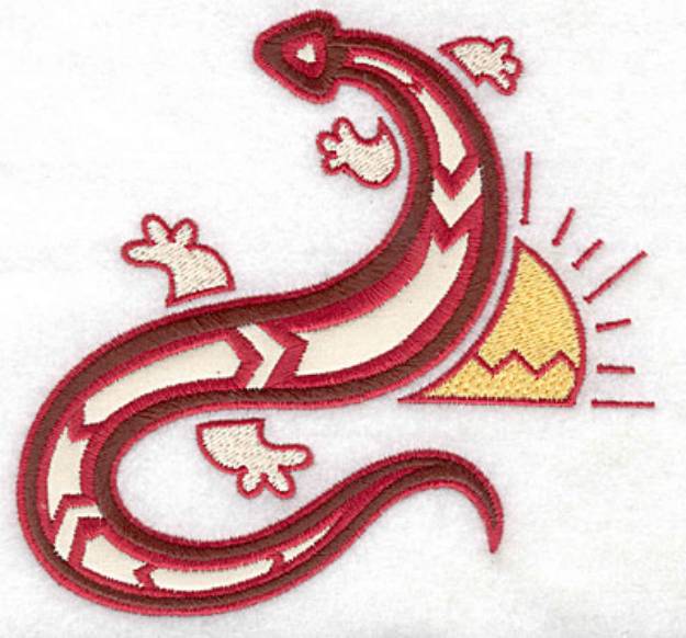 Picture of Gecko & Sun Applique Machine Embroidery Design