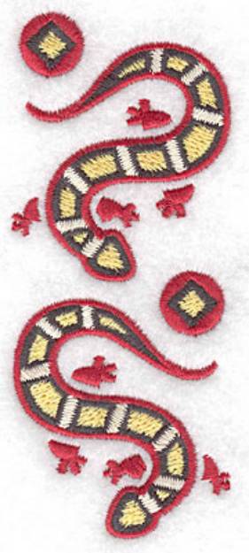 Picture of Geckos Vertical Border Machine Embroidery Design