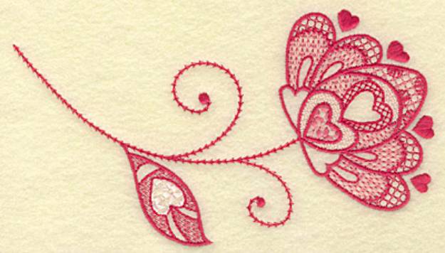 Picture of Floral Hearts And Leaf Machine Embroidery Design