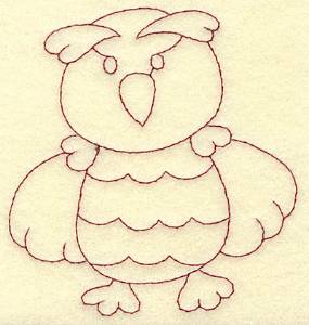 Picture of Owl Redwork Machine Embroidery Design