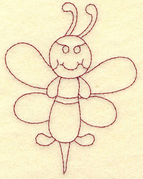 Picture of Bee Redwork Machine Embroidery Design