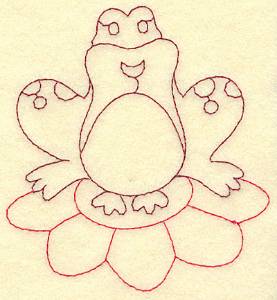 Picture of Frog & Lily Pad Redwork Machine Embroidery Design
